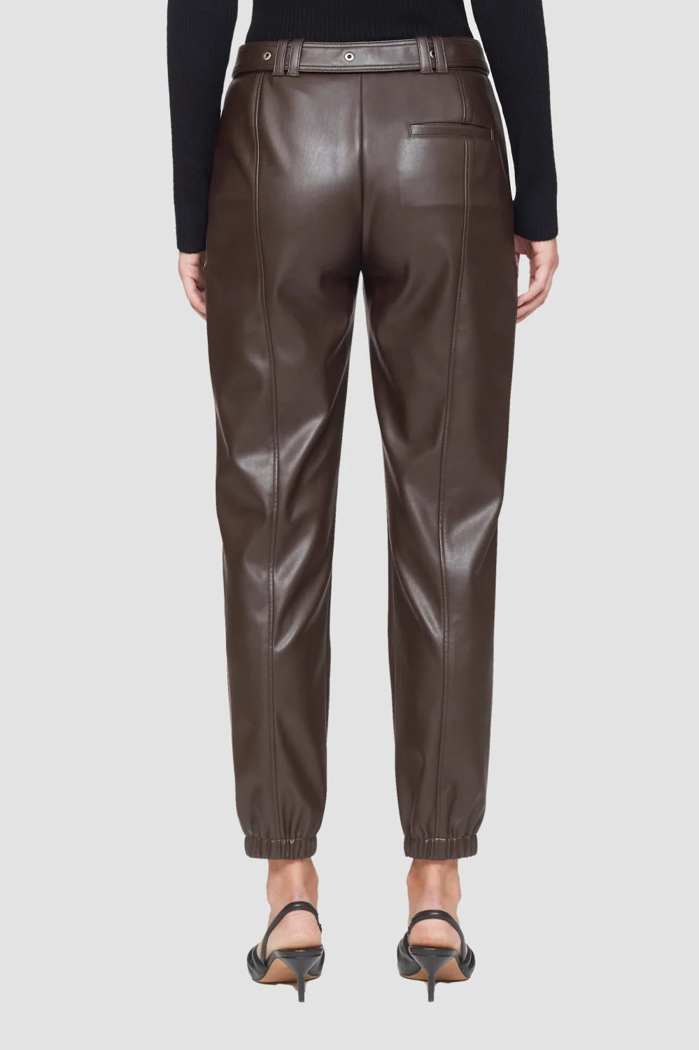 Vegan Leather Belted Jogger - Image 4