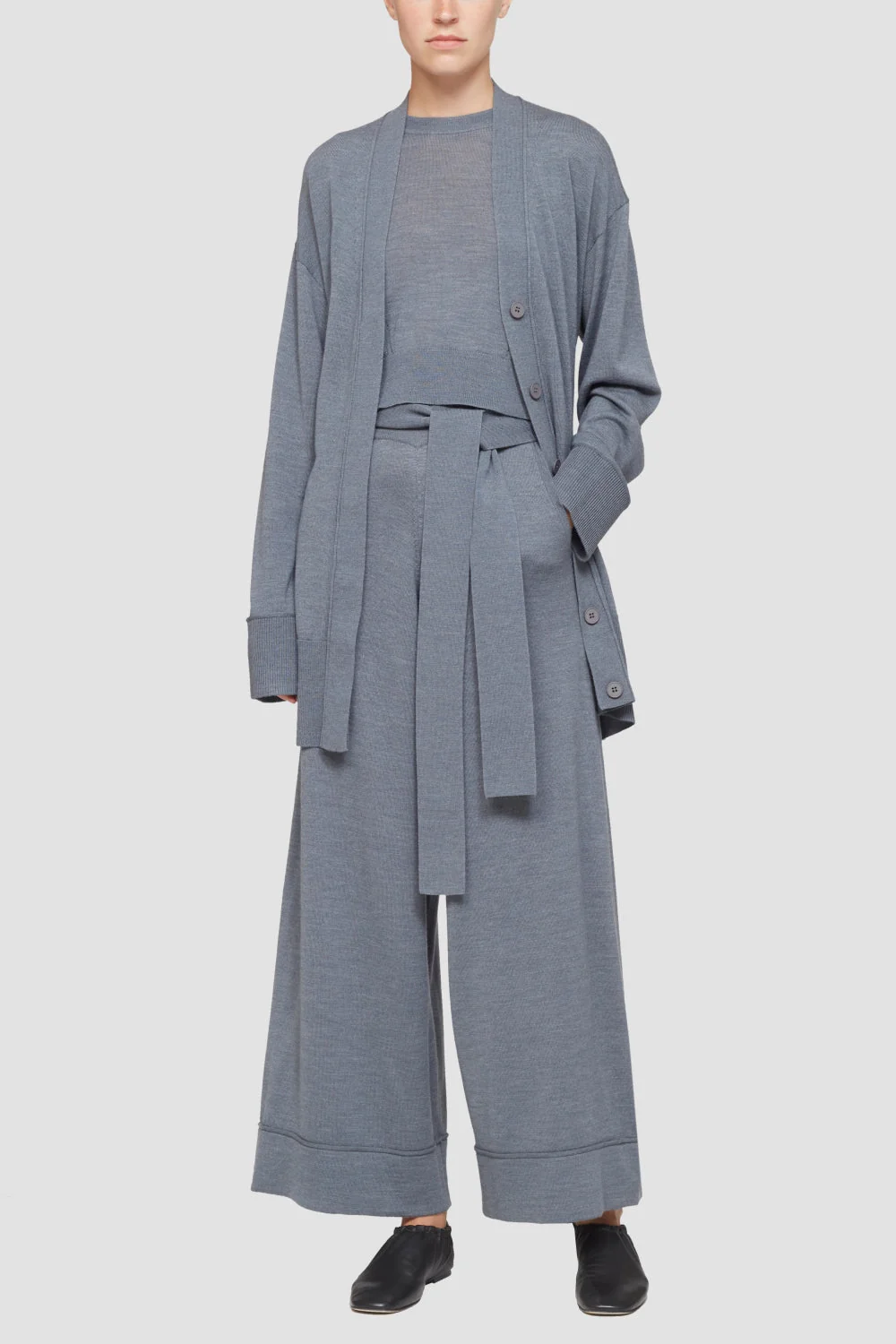 Wide-Leg Knit Waist-Tie Pull-On Pants - Image 6