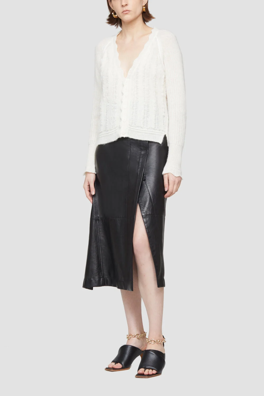 Wool Boxy Crew Neck Cardigan - Image 7